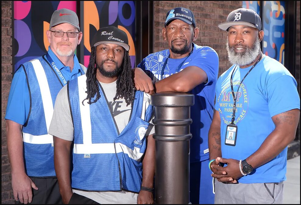 Members of the Erie Blue Coats, from left to right, Dave Garren, Roscoe Carroll, Daryl Craig and Craig Heidelberg